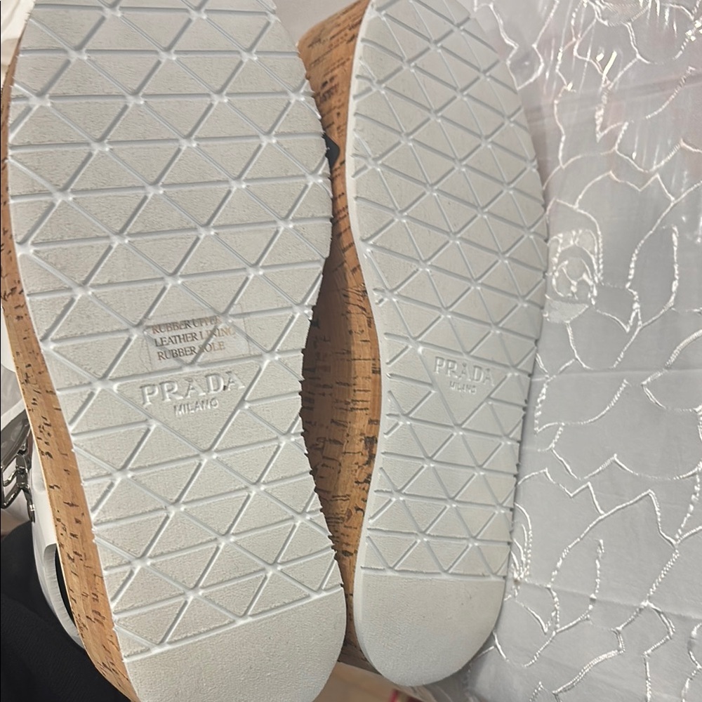 Prada White Cut-Out Platform Sandals - Picture 3 of 4